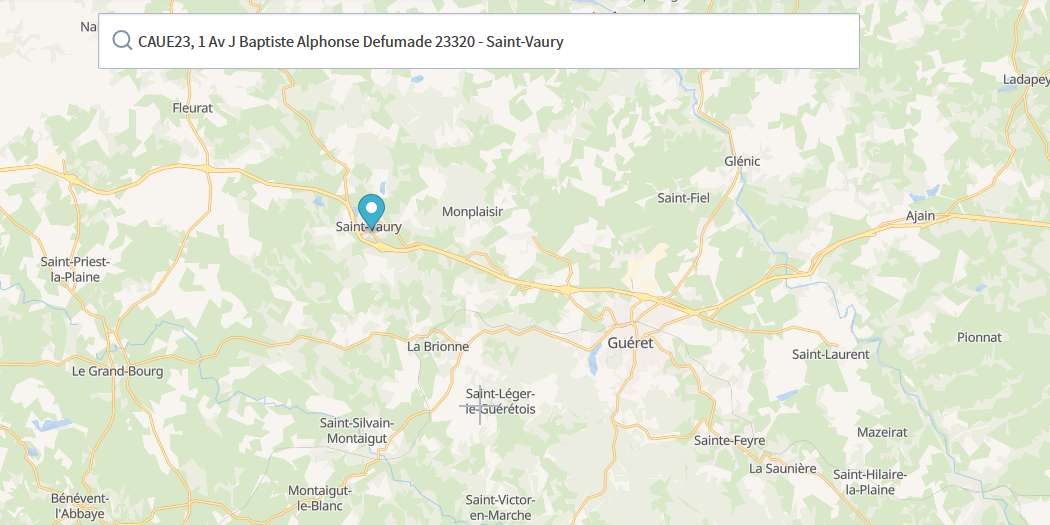 Plan d'accès au CAUE de la Creuse à Saint-Vaury